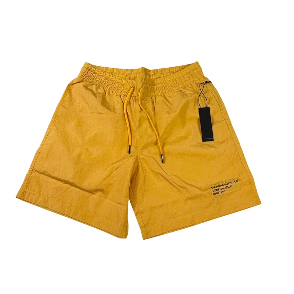 Diamond Supply Co General Issue Mustard Yellow Nylon Shorts Mens Small 30 NEW